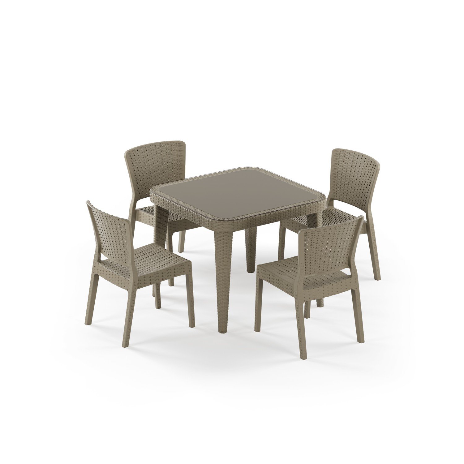 Osaka 90x90 ve Antares Kolçaksız 4 Kişilik Masa Takımı