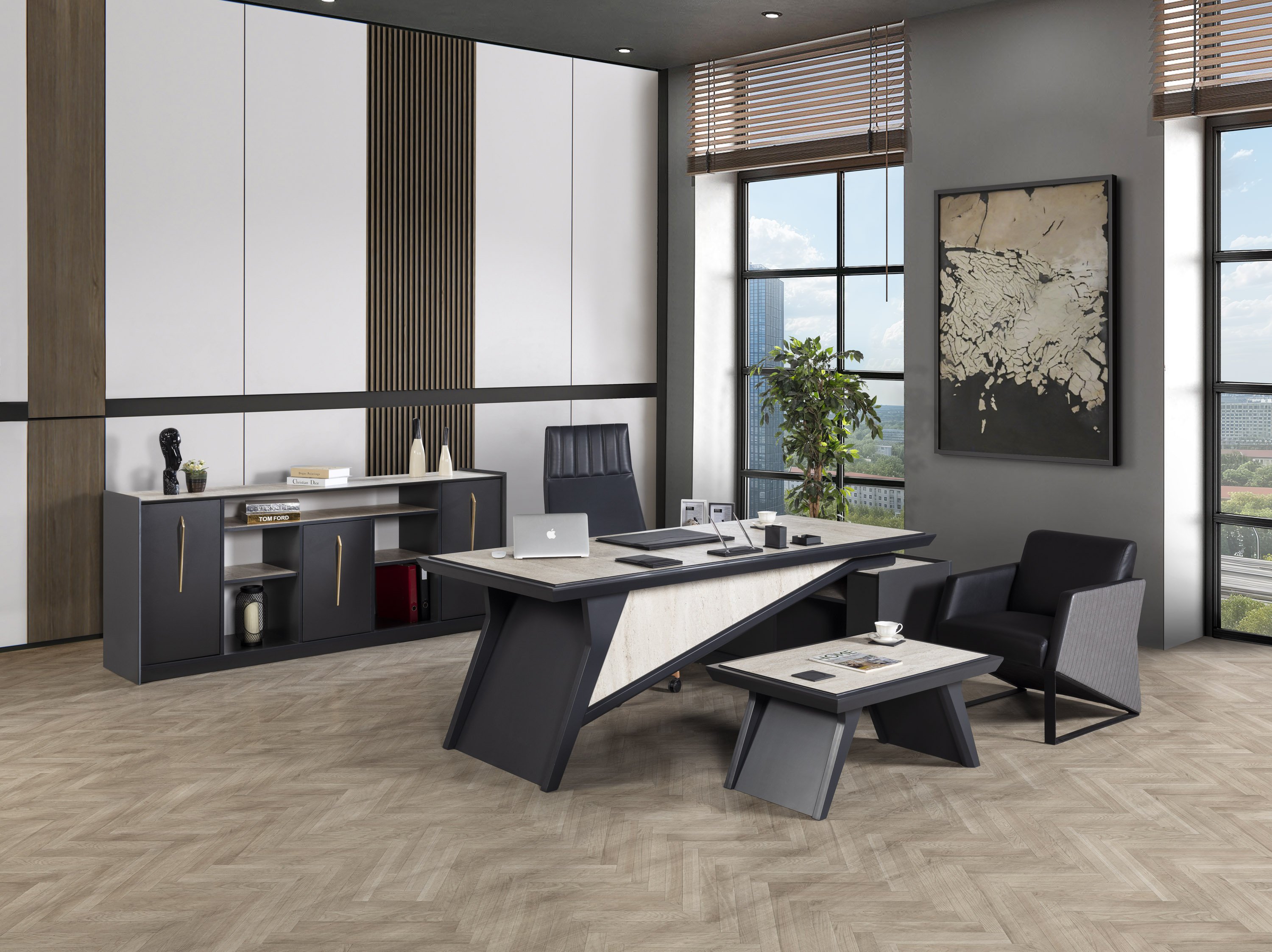 Traverten Vip Makam Takımı - Ahşap Cilalı