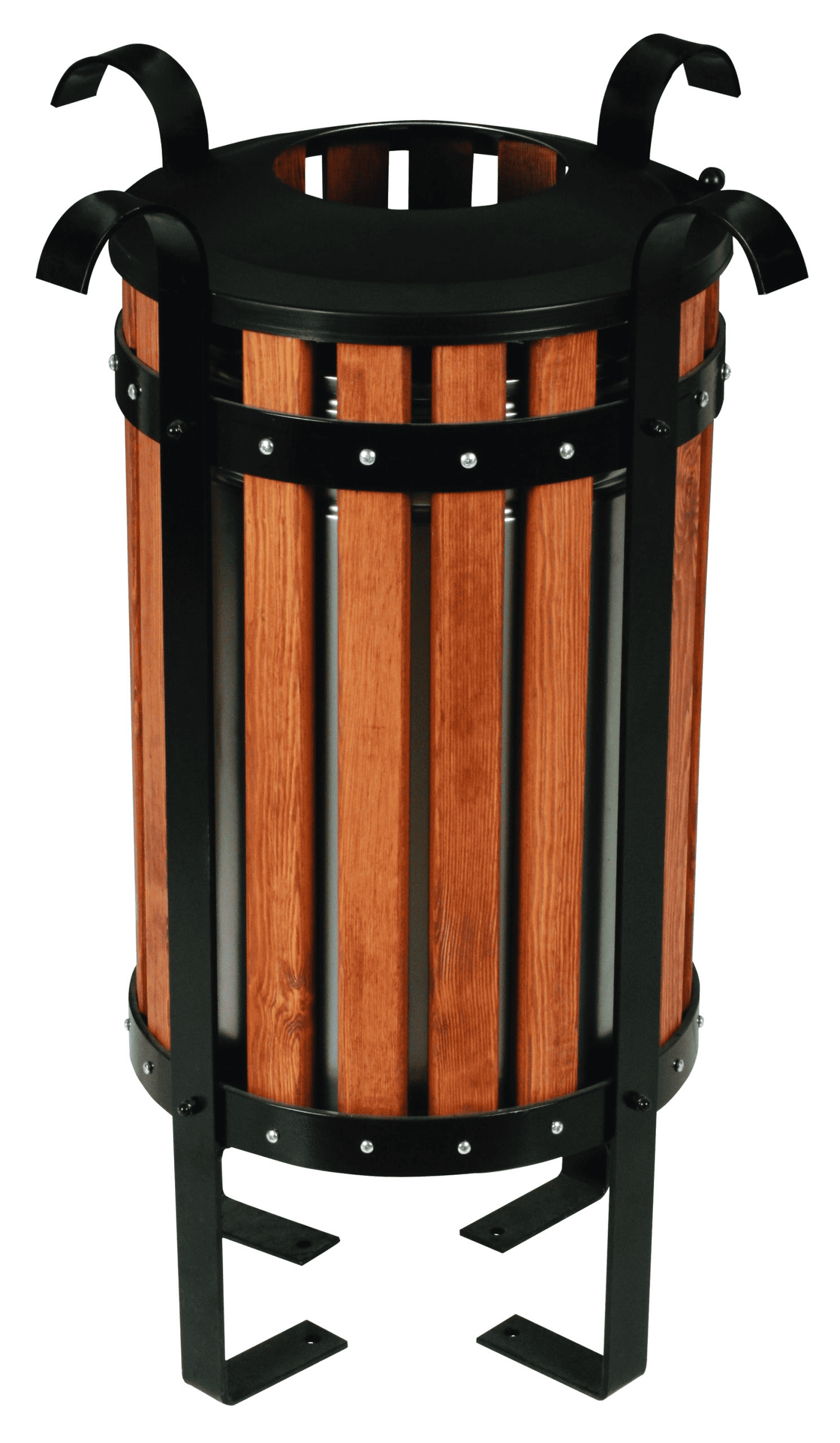 Ahşap Kaplamalı Lamalı Dış Mekan Çöp Kovası